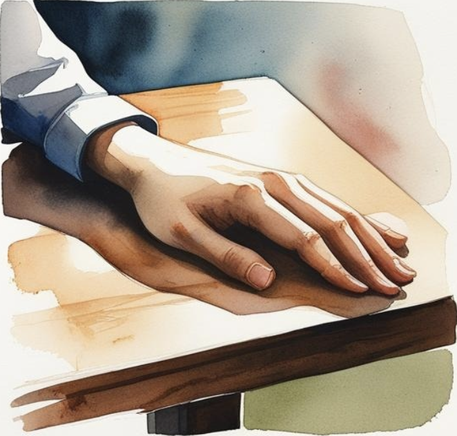 Reassuring gesture, confidence and simplicity